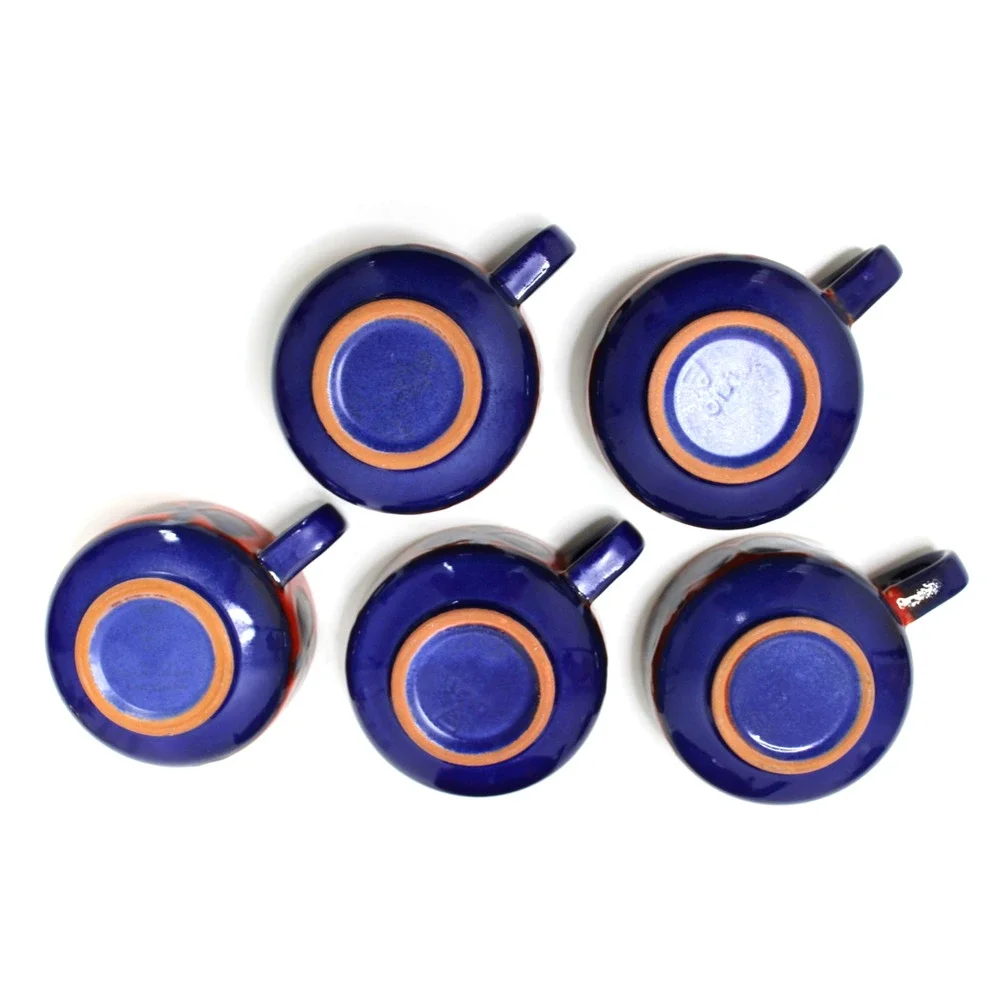 VTG Waechtersbach West Germany Fat Lava MCM Mid Century Teapot Set 5 Cups
